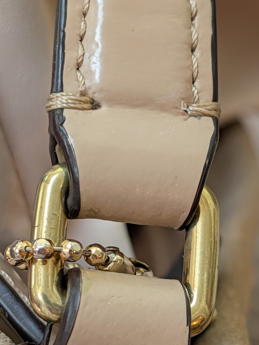 Coach Beige Suede Top Handle Bag with Leather Trim - Picture 11 of 12